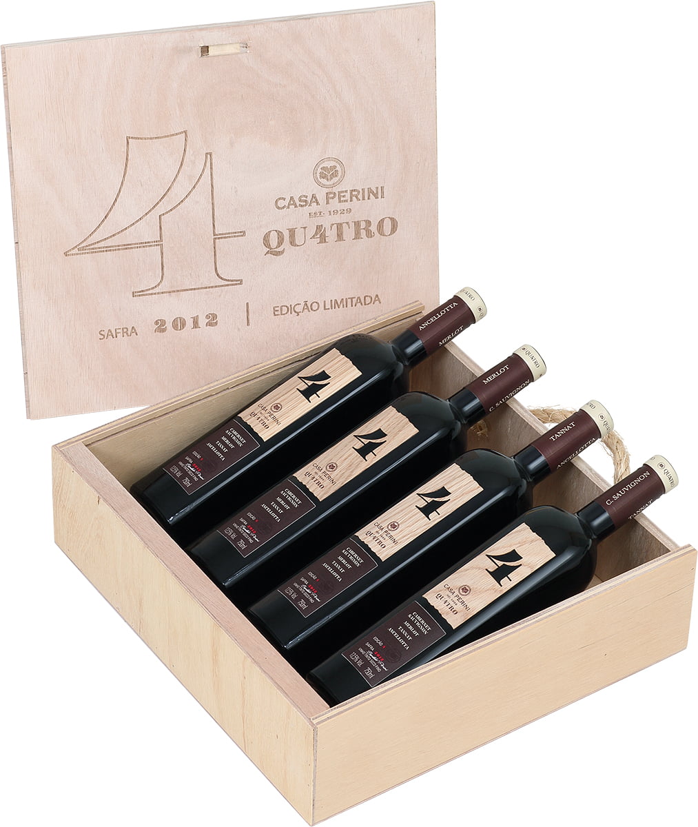 Vinho Casa Perini Quatro Tinto Seco 750ml Caixa de Madeira C/4