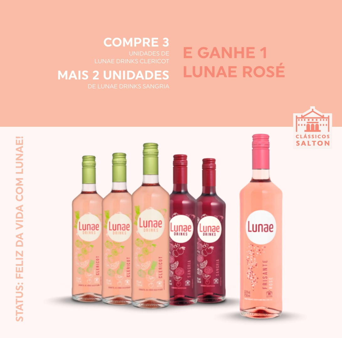 Combo Salton Lunae Drinks Clericot + Sangria - GRÁTIS 1 Frisante Lunae Rosé 750ml