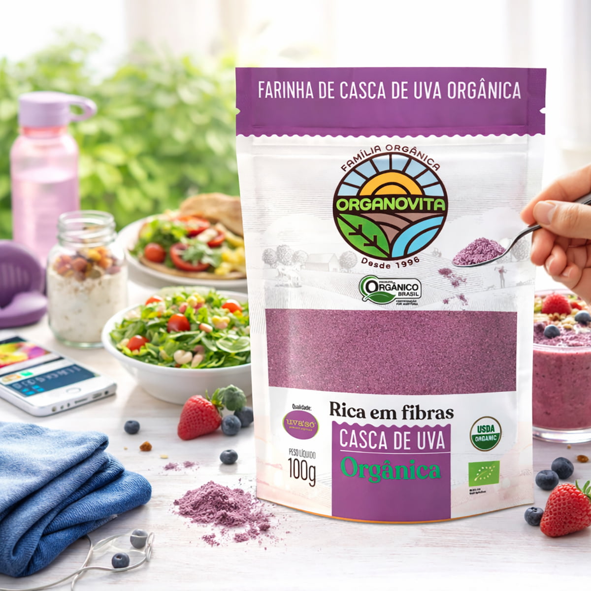 Farinha de Casca de Uva Organovita 100g