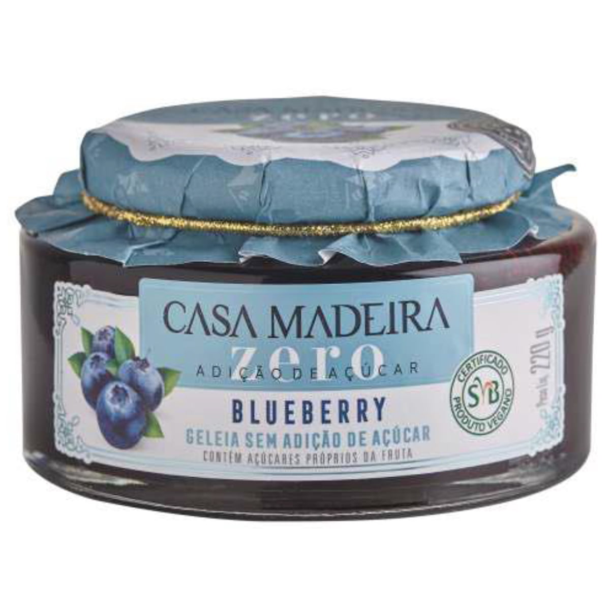 Geleia Zero Açúcar Casa Madeira Blueberry 220g