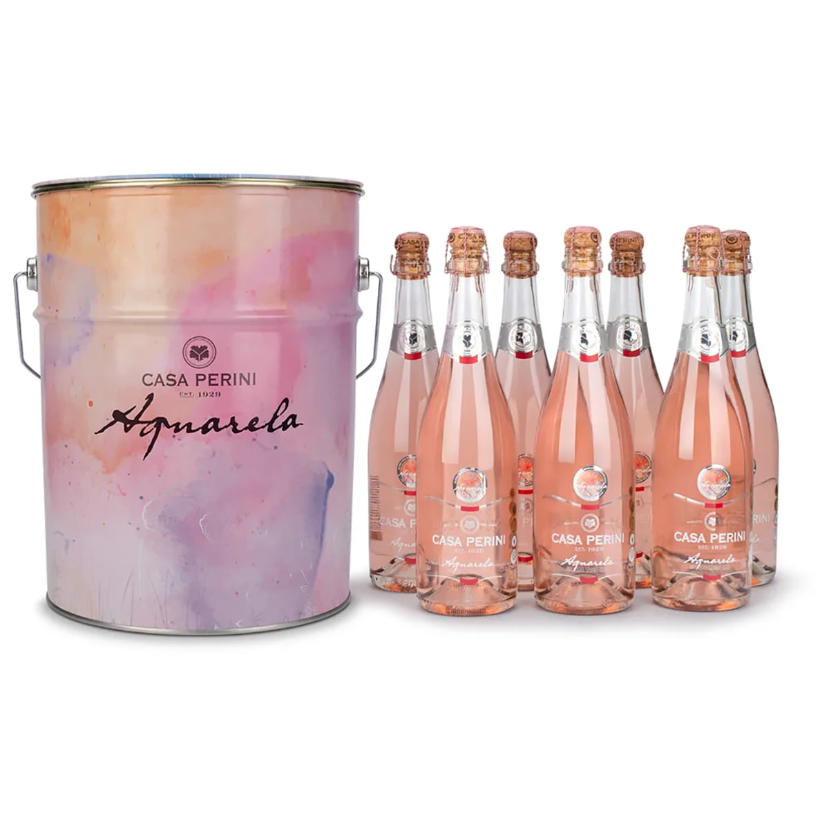 Balde de Espumante Casa Perini Aquarela Moscatel Rosé 750ml C/7