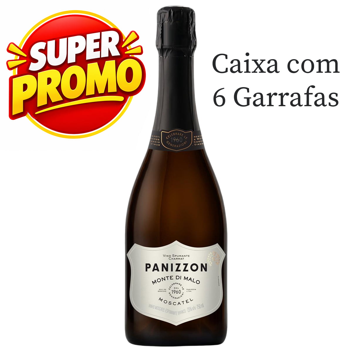 Espumante Panizzon Moscatel Branco 750ml C/6