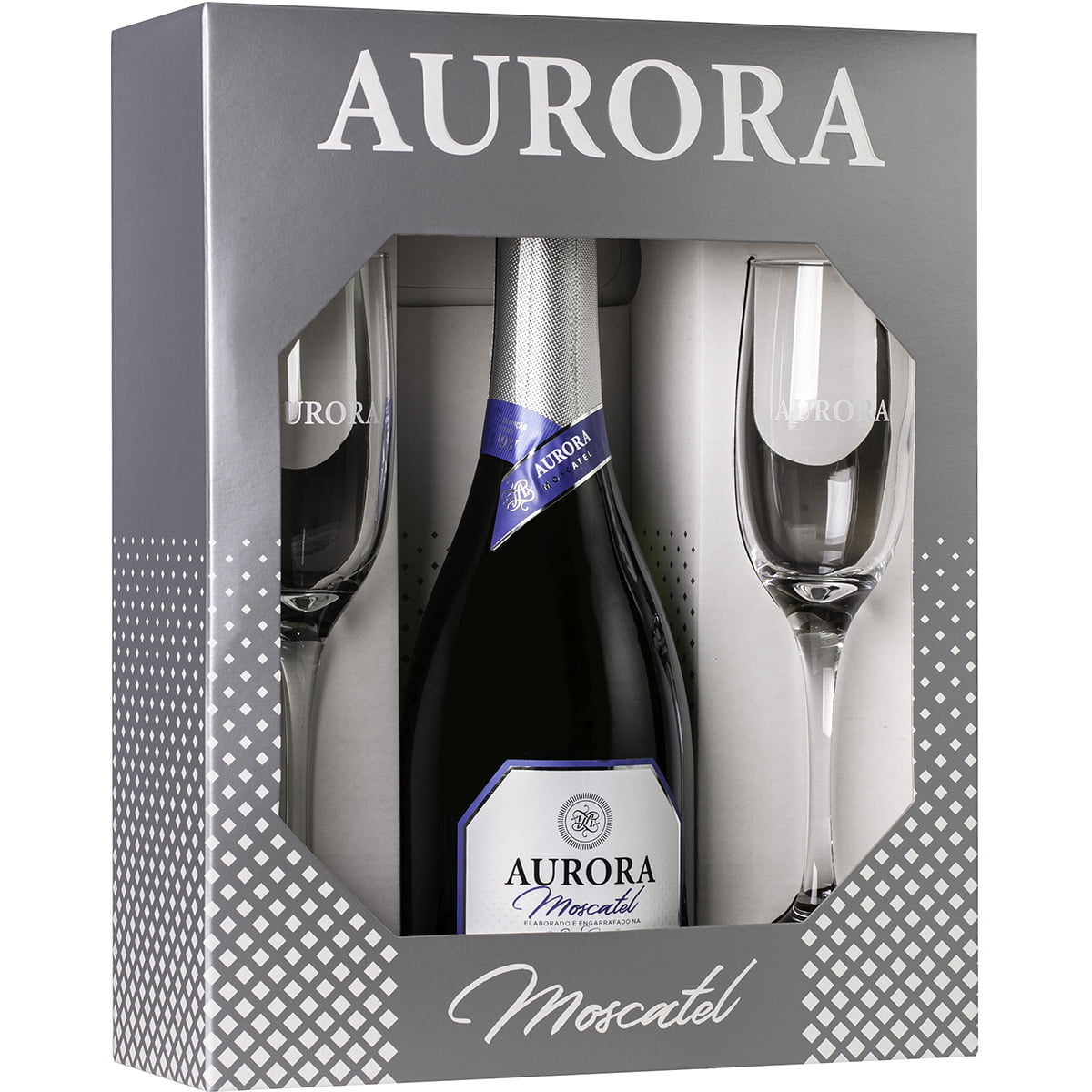 Aurora Kit Espumante Moscatel Branco 750ml C/2 taças