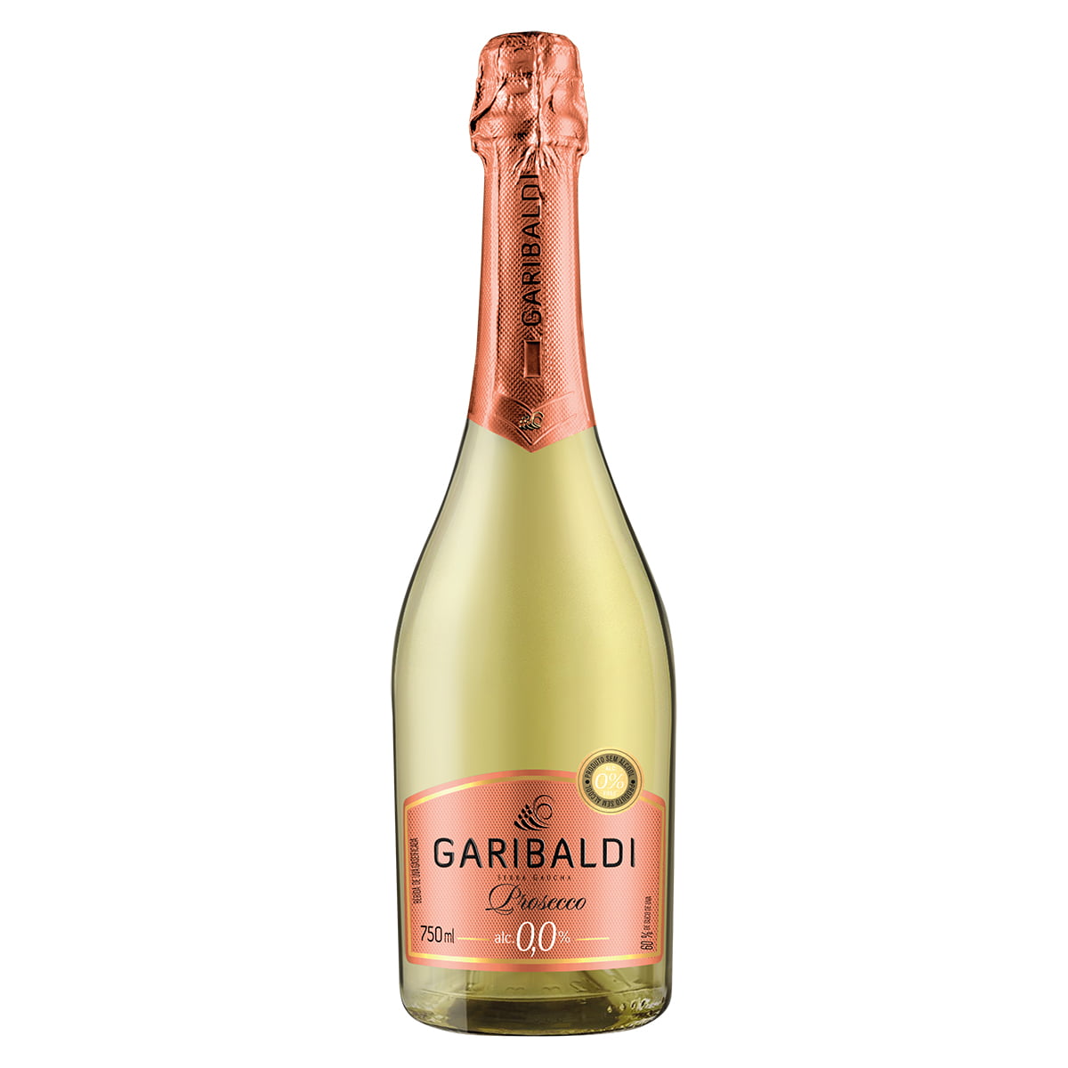 Bebida Gaseificada Garibaldi Prosecco Zero Álcool Branco 750ml