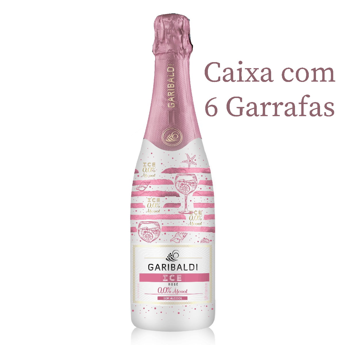 Espumante Garibaldi Ice Zero Álcool Rosé 750ml C/6