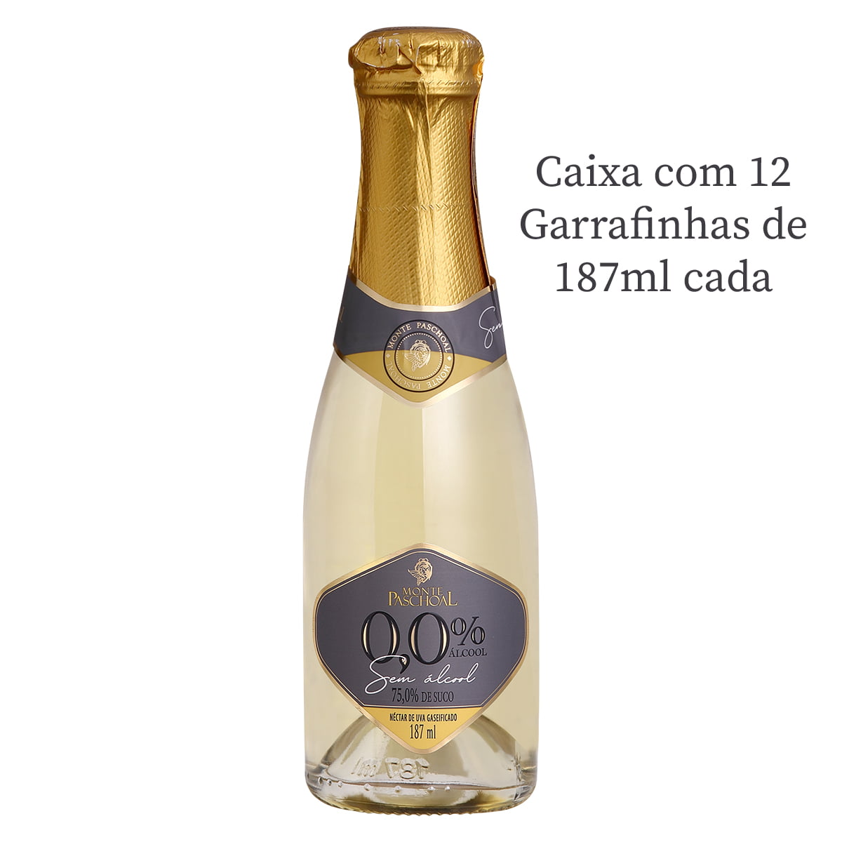Espumante Monte Paschoal de Uva Zero Álcool Branco 187ml C/12