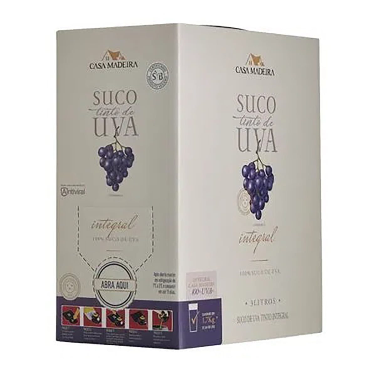 Suco de Uva Casa Madeira Tinto Integral Bag in Box 3Lts