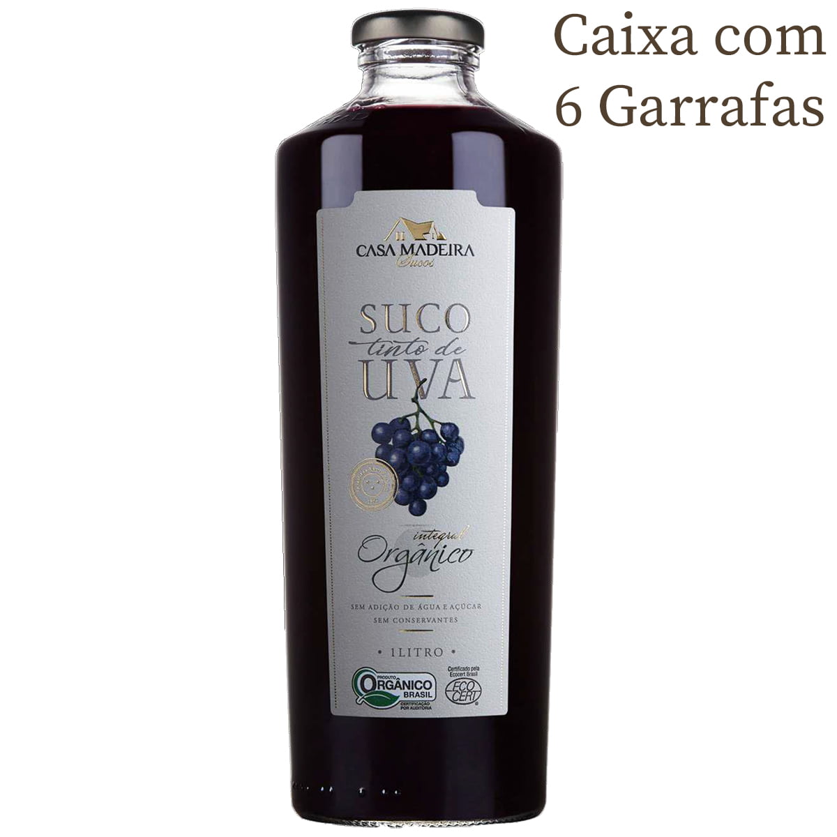 Suco de Uva Casa Madeira Tinto Integral Orgânico 1Lt C/6