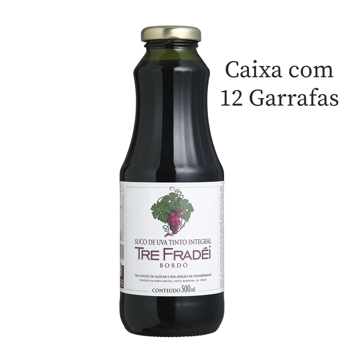 Suco de Uva Valmarino Tre Fradéi Tinto Integral 100% Bordô 500ml C/12