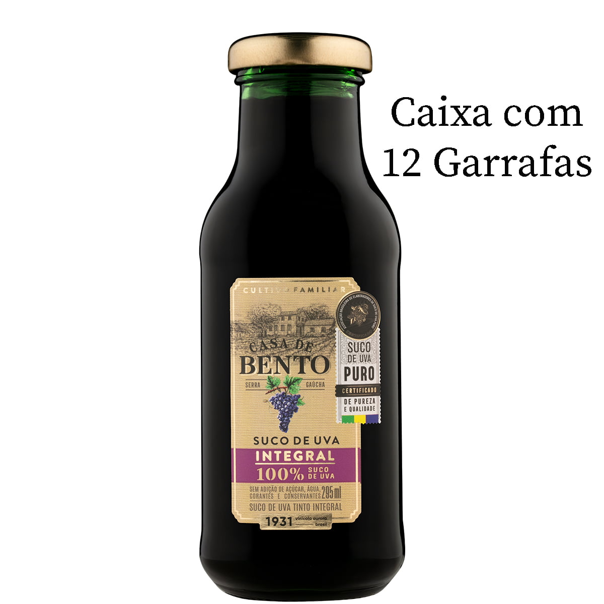 Suco de Uva Aurora Casa de Bento Tinto 100% Integral 295ml C/12