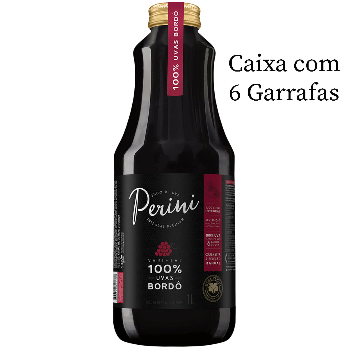 Suco de Uva Casa Perini Bordô Tinto Integral 1Lt C/6