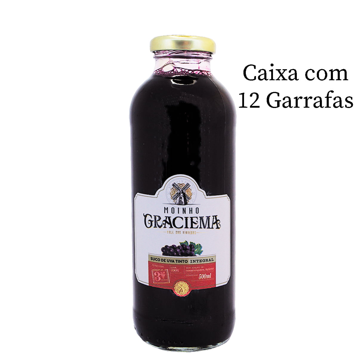 Suco de Uva Moinho Graciema Tinto Integral 500ml C/12