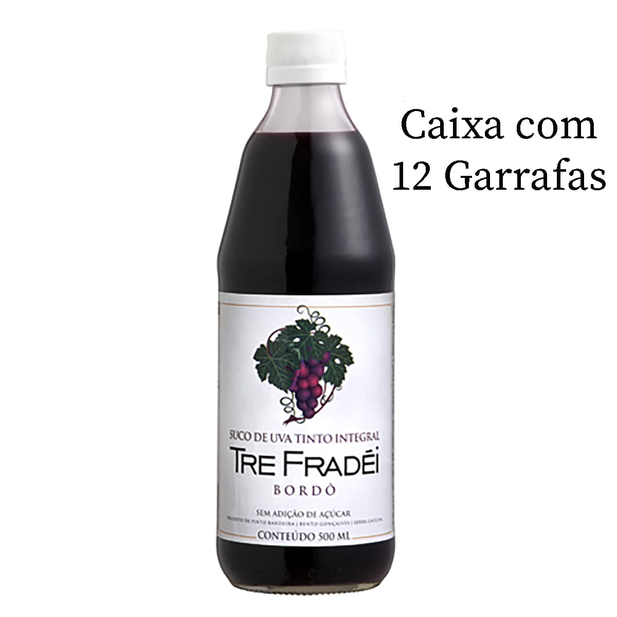 Suco de Uva Valmarino Tre Fradéi Tinto Integral 100% Bordô 500ml C/12