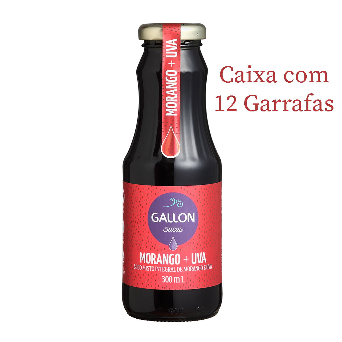 Suco Misto Gallon Uva e Morango Tinto Integral C/12