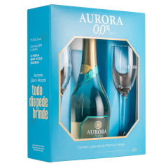 Kit Espumante Aurora Zero Álcool Branco 750ml C/2 Taças