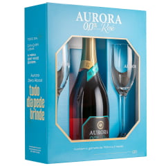 Kit Espumante Aurora Zero Álcool Rosé 750ml C/2 Taças