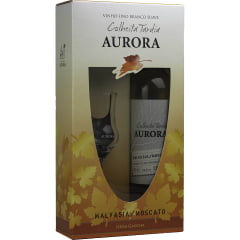 Kit Vinho Aurora Colheita Tardia Malvasia/Moscato Branco Suave 500ml C/taça