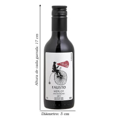 Vinho Pizzato Fausto Merlot Tinto Seco 187ml C/6