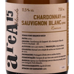 Vinho areA15 Blend Chardonnay/Sauvignon Blanc Branco Seco 750ml 