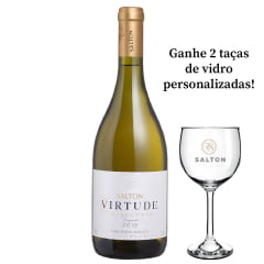 Vinho Salton Virtude Chardonnay Branco Seco 750ml + BRINDE 2 TAÇAS DE VIDRO