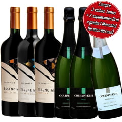 Kit Courmayeur 3 Vinhos Tintos + 2 Espumantes Brut Brancos - GANHE 1 MOSCATEL 