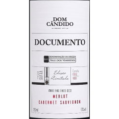 Vinho Dom Cândido Documento Merlot/Cabernet Sauvignon D.O. Tinto Seco 750ml