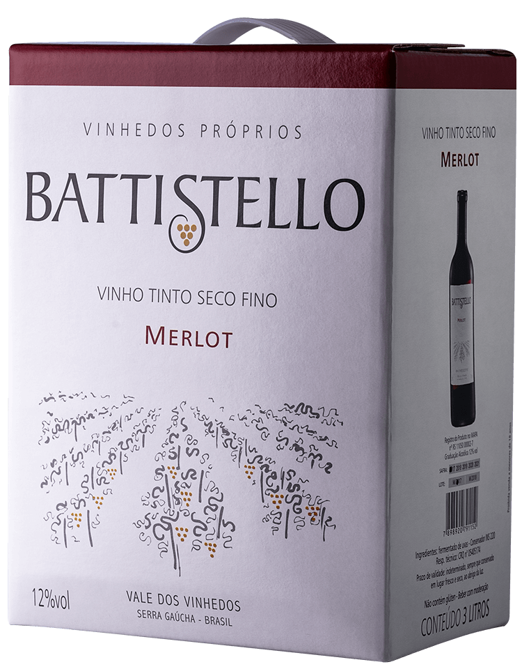 Battistello Merlot Vinho Tinto Seco Bag In Box 3Lts