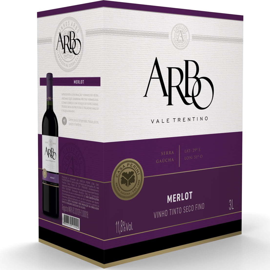 Vinho Casa Perini Arbo Merlot Tinto Bag in Box 3Lts