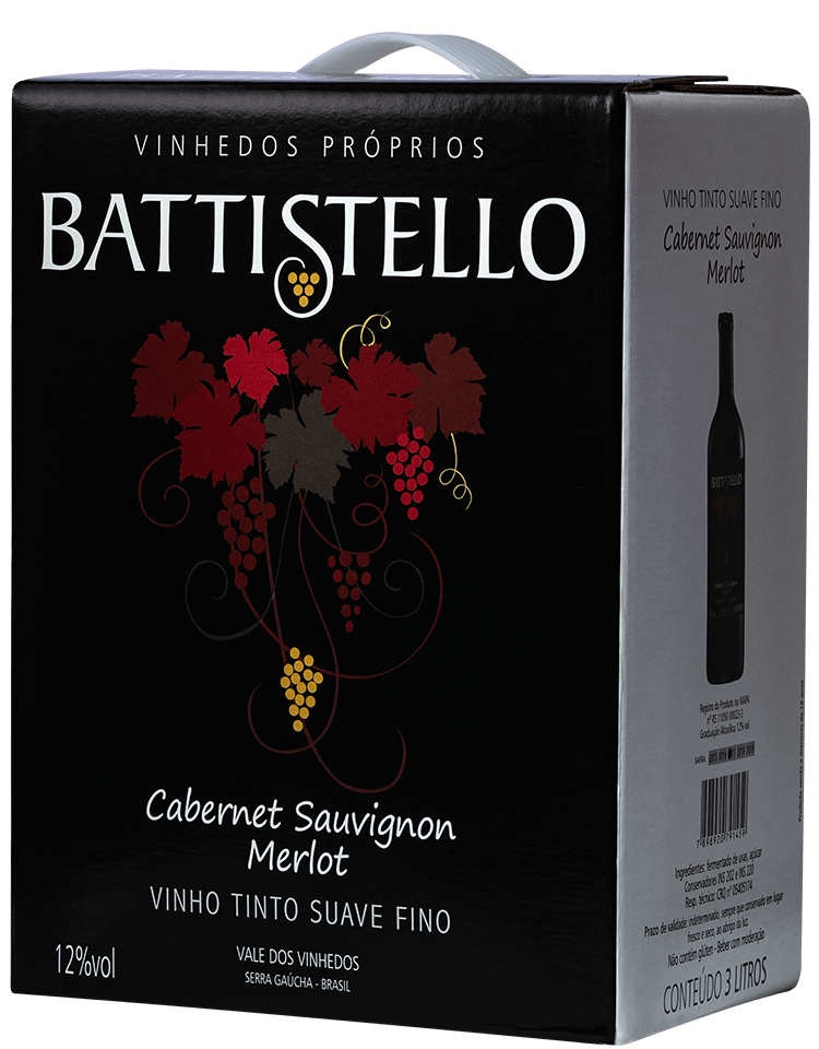 Battistello Cabernet Sauvignon/Merlot Vinho Tinto Suave Bag In Box 3Lts