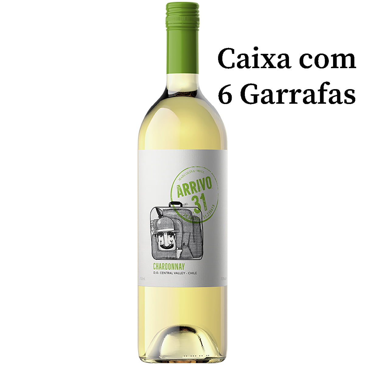 Vinho Arrivo 31 Chardonnay Branco Seco 750ml C/6