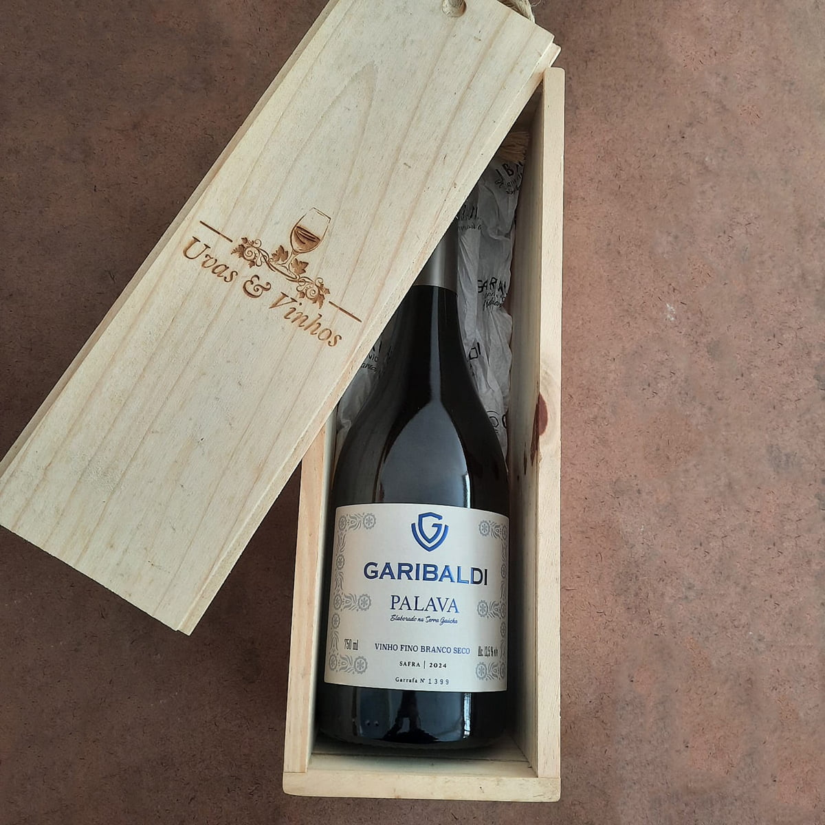 Vinho Garibaldi VG Palava Branco Seco 750ml C/ Caixa de Madeira