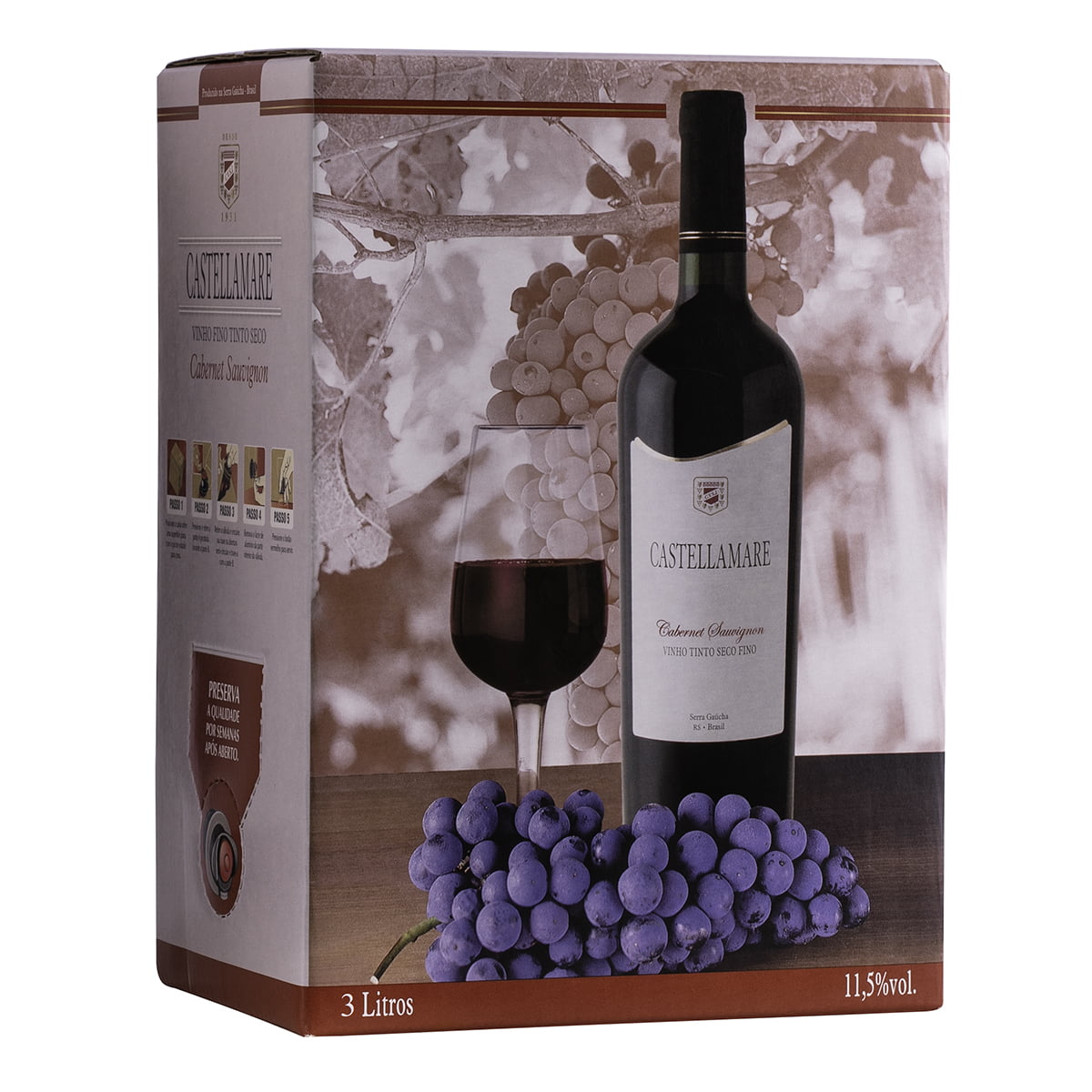 Vinho Castellamare Cabernet Sauvignon Tinto Seco Bag in Box 3 Litros