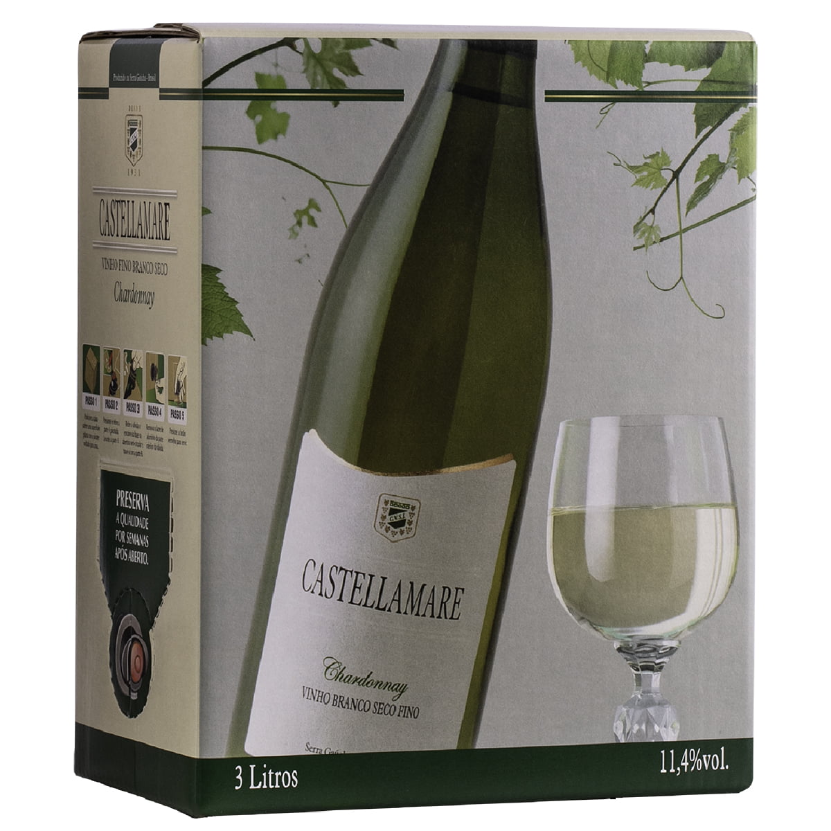 Vinho Castellamare Chardonnay Branco Seco Bag in Box 3 Litros