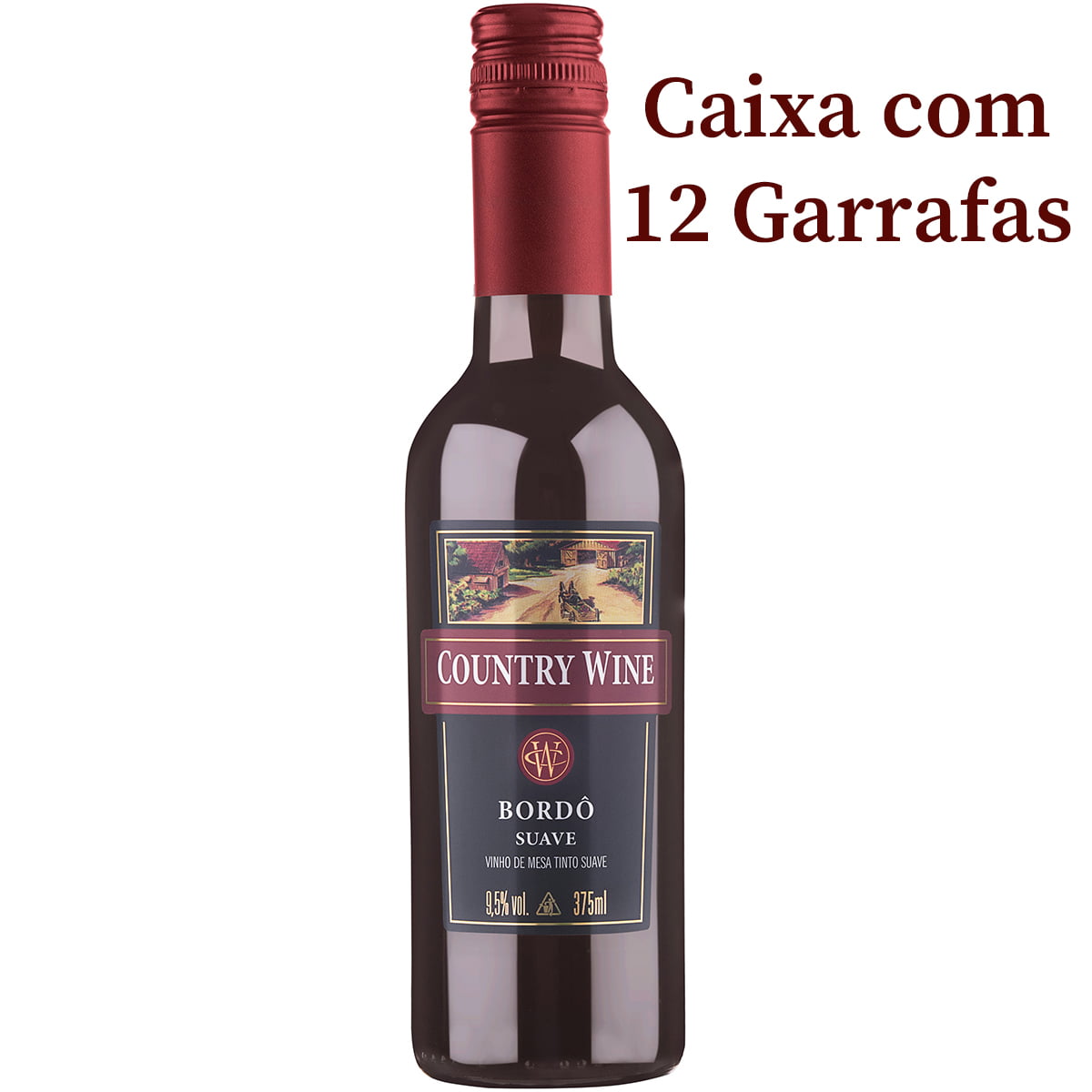Vinho Aurora Country Wine Bordô Tinto Suave 375ml C/12