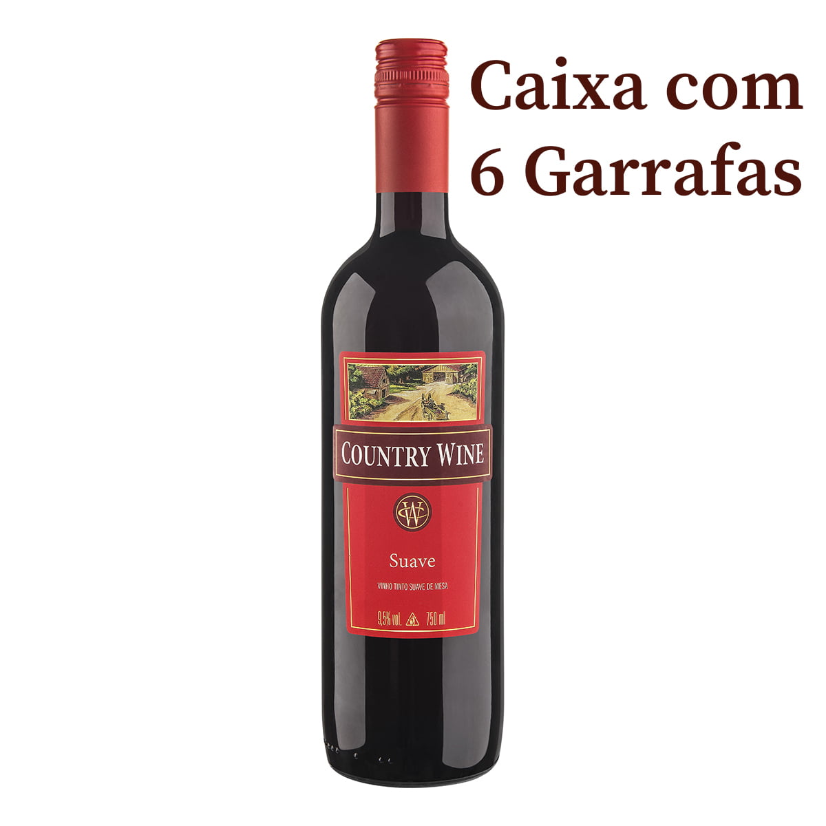 Vinho Aurora Country Wine Tinto Suave 750ml C/6