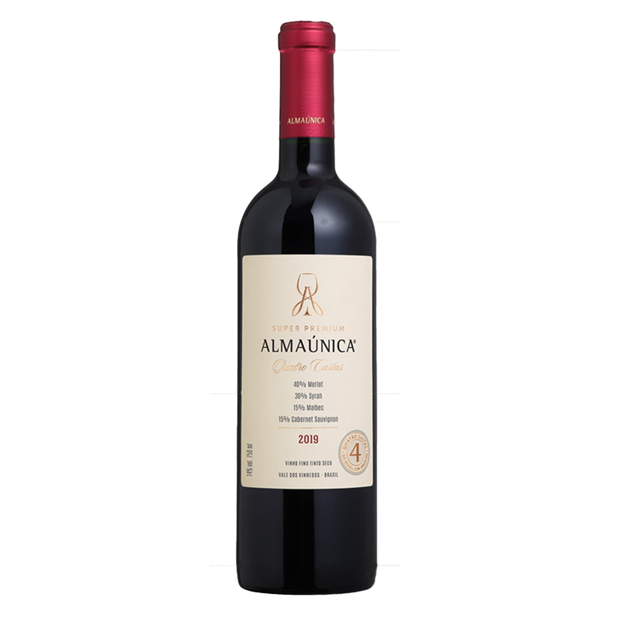 Vinho Almaúnica Super Premium Quatro Castas Safra 2019 Tinto 750ml