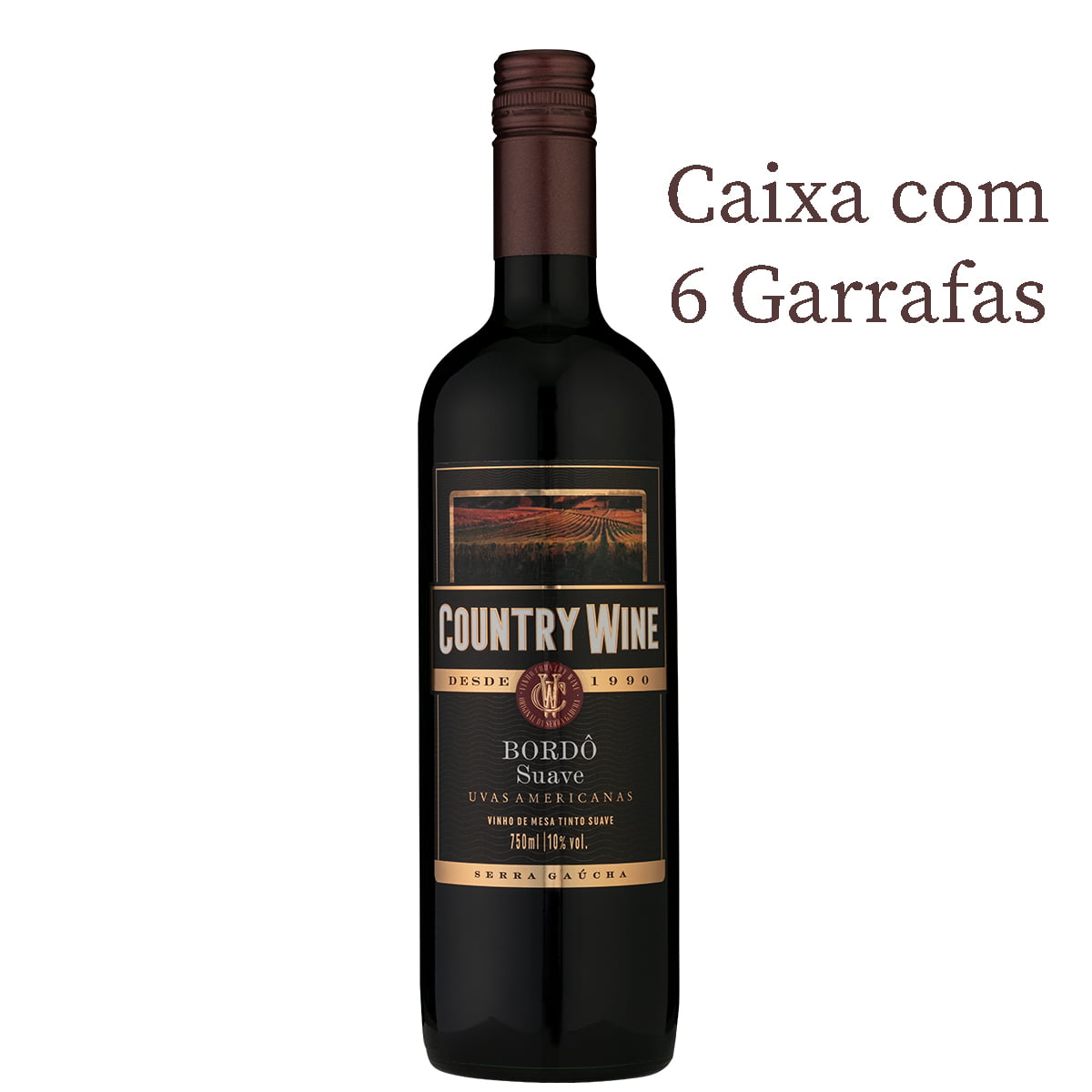 Vinho Aurora Country Wine Tinto Bordô Suave 750ml C/6