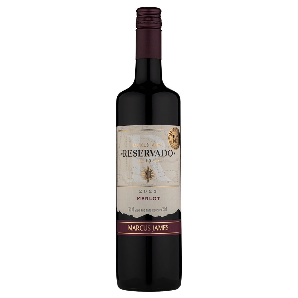 Vinho Aurora Marcus James Merlot Tinto Meio Seco 750ml