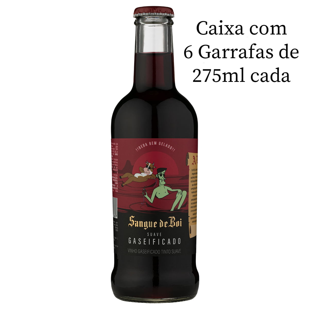 Vinho Aurora Sangue de Boi Gaseificado Tinto Suave 275ml C/6