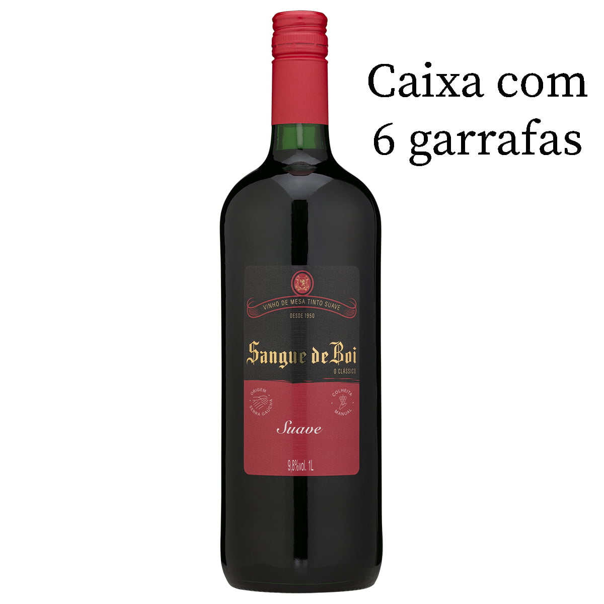 Vinho Aurora Sangue de Boi Tinto Suave 1Lt C/ 6