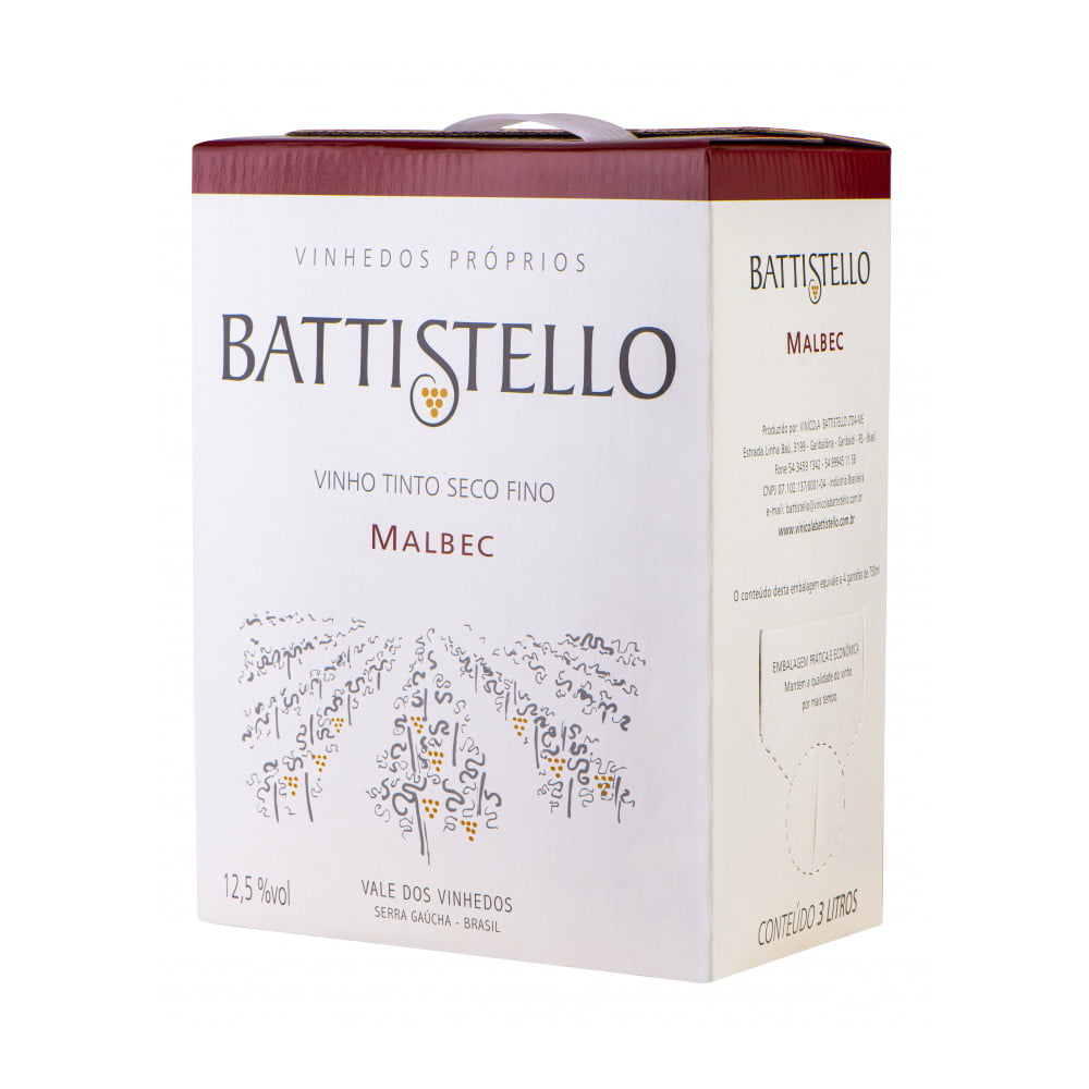 Vinho Battistello Malbec Tinto Bag in Box 3Lts