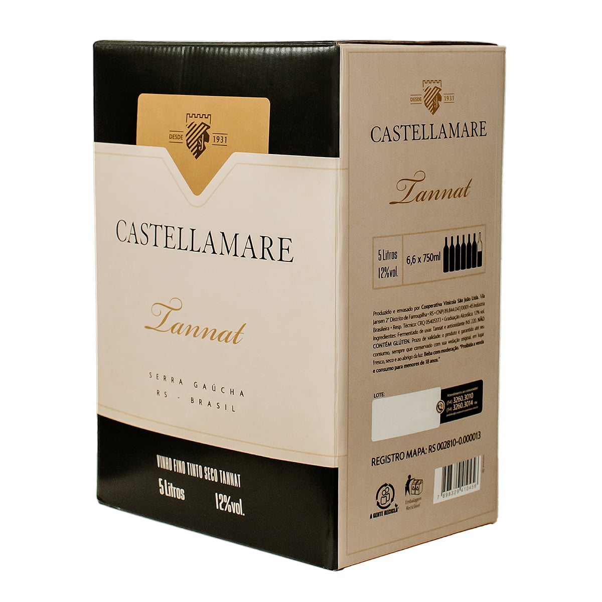 Vinho Castellamare Tannat Tinto Seco Bag in Box 5 Litros