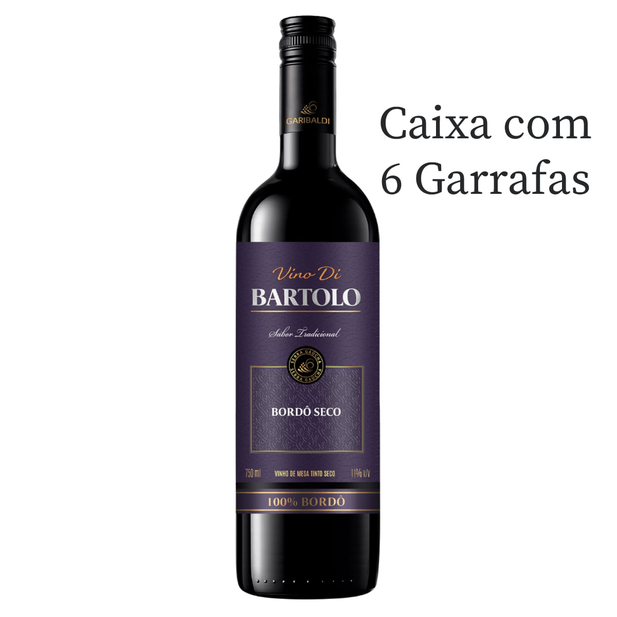 Vinho Garibaldi di Bartolo Bordô Tinto Seco 750ml C/6