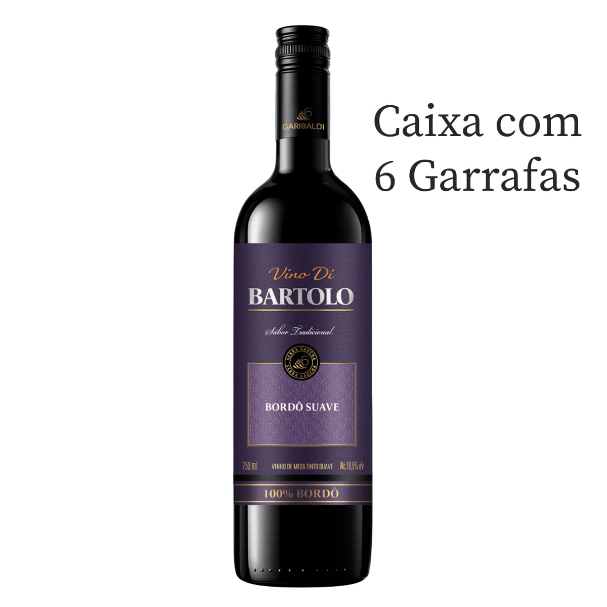 Vinho Garibaldi di Bartolo Bordô Tinto Suave 750ml C/6