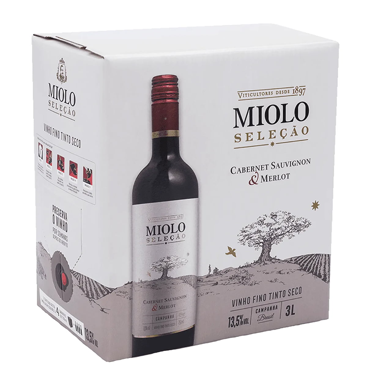 Vinho Miolo Seleção Cabernet Sauvignon/Merlot Tinto Seco Bag in Box 3 Litros