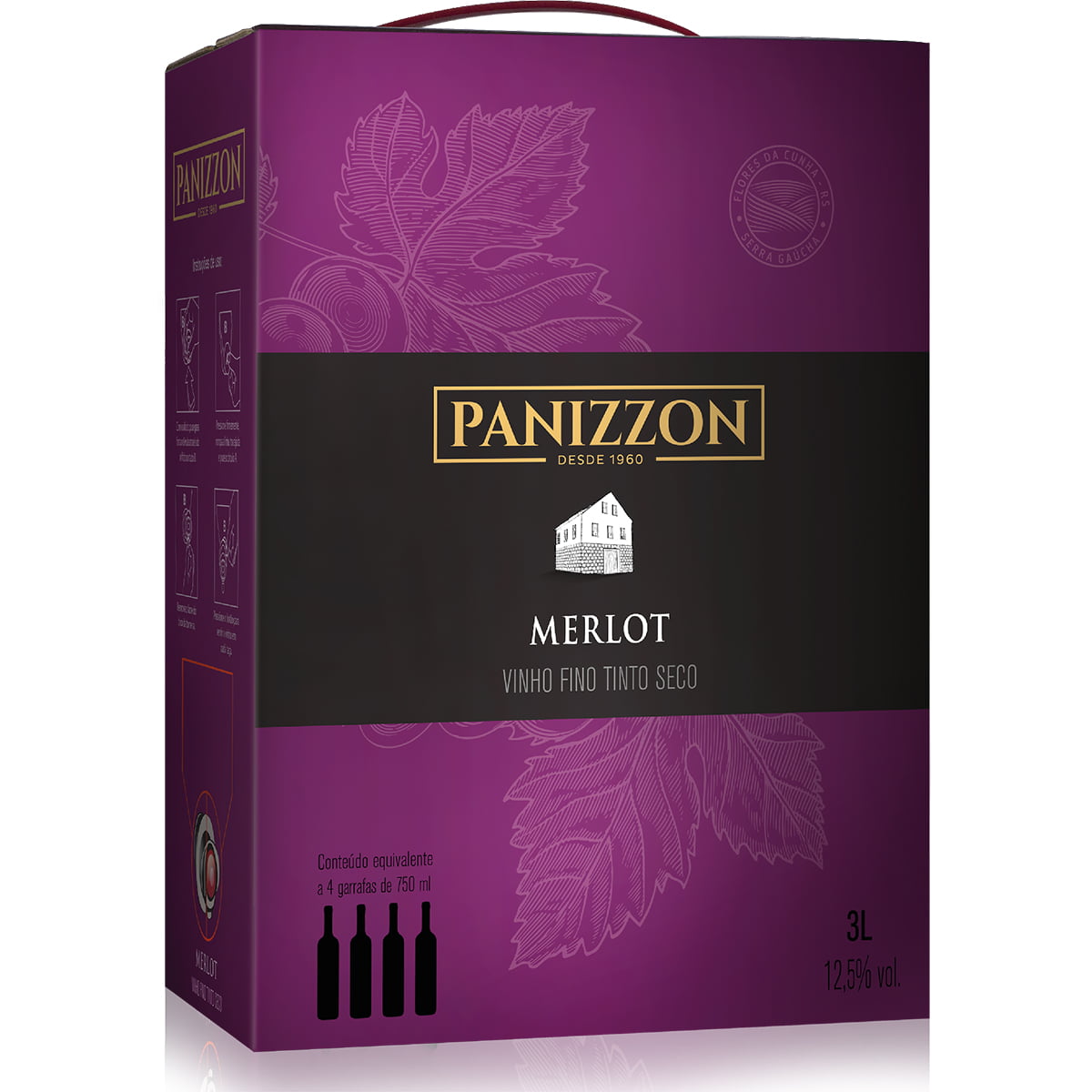 Panizzon Merlot Vinho Tinto Seco Bag in Box 3L