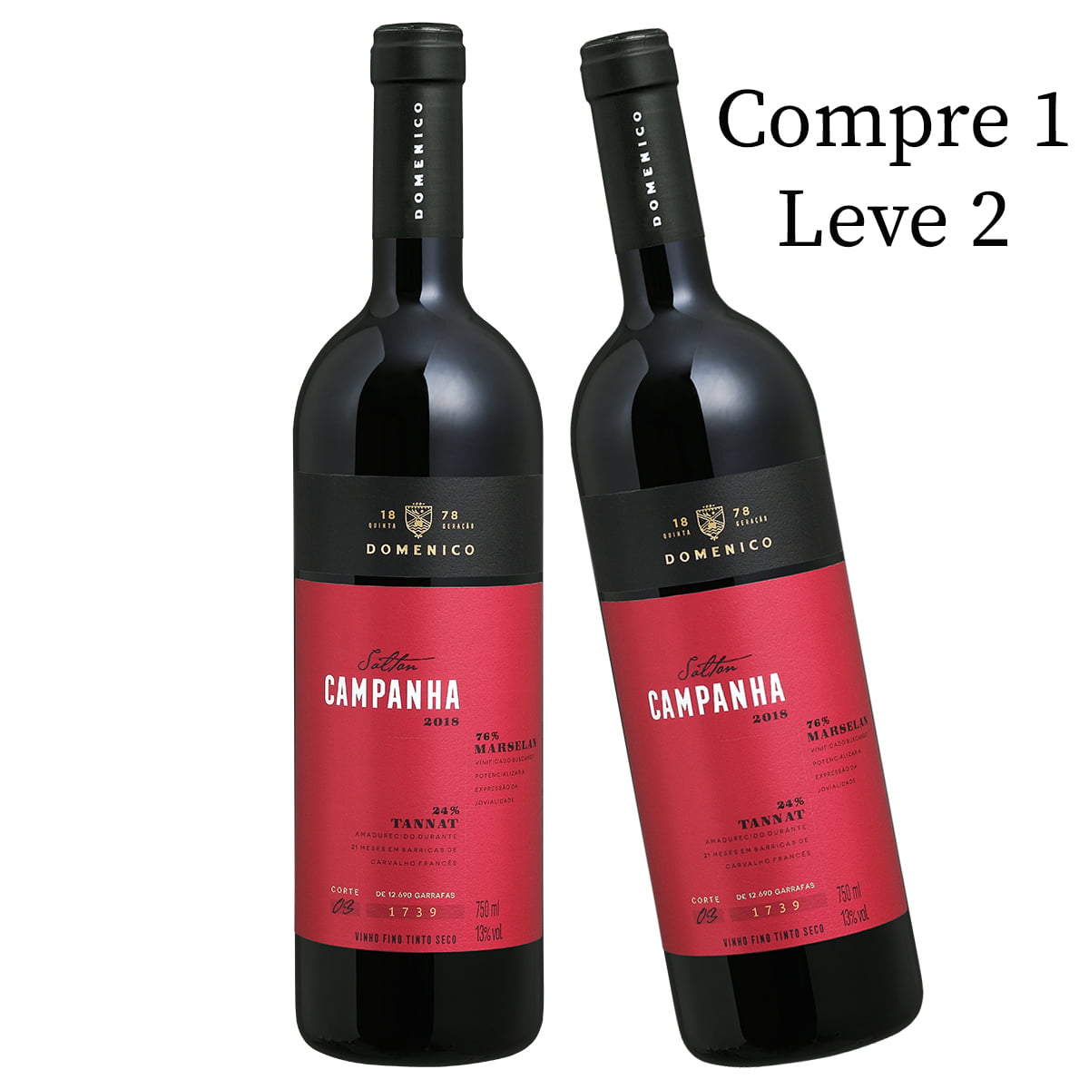 Vinho Salton Campanha Marselan/Tannat Tinto Seco 750ml - COMPRE 1 LEVE 2