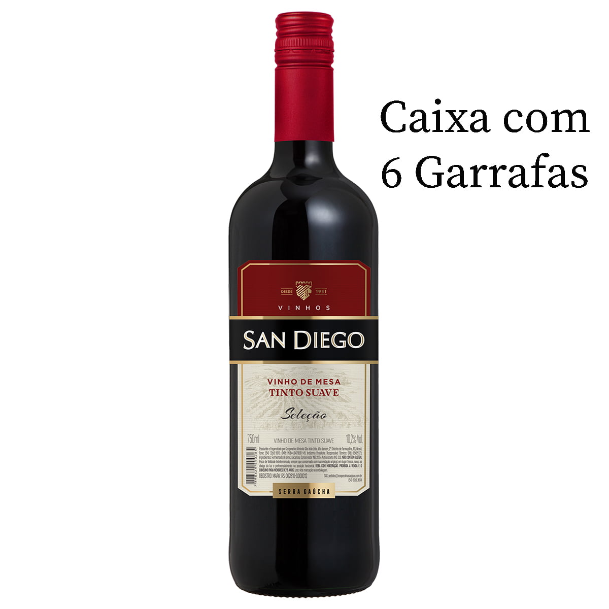 Vinho San Diego Seleção Tinto Suave 750ml C/6